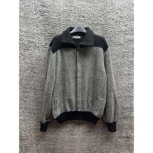 Oggi Miami Beach Herringbone Full Zip Bomber Jacket Black White Mens Size 52